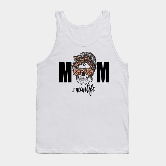 Mom Life Skull Cheetah print Retro Tank Top by PIIZ